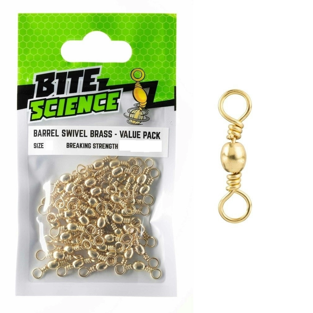 50 Pack of Bite Science Brass Barrel Fishing Swivels