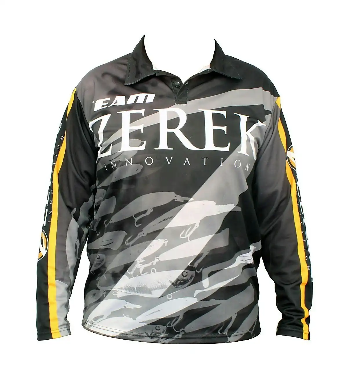 Team Zerek Fishing Shirt - Long Sleeved - UPF25+ Comfy,Light with Collar