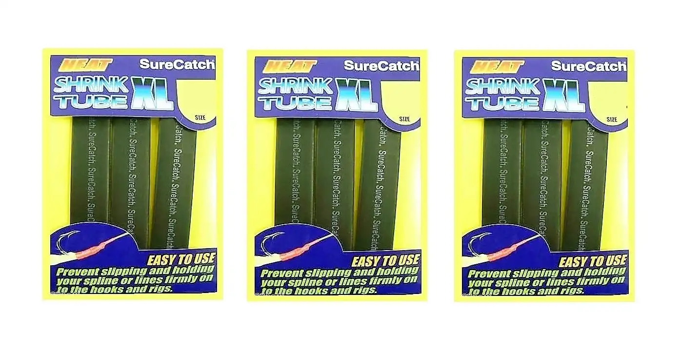 3 Packets of Black Surecatch Fishing Heat Shrink Tube - Wire Cable Sleeve Tubing
