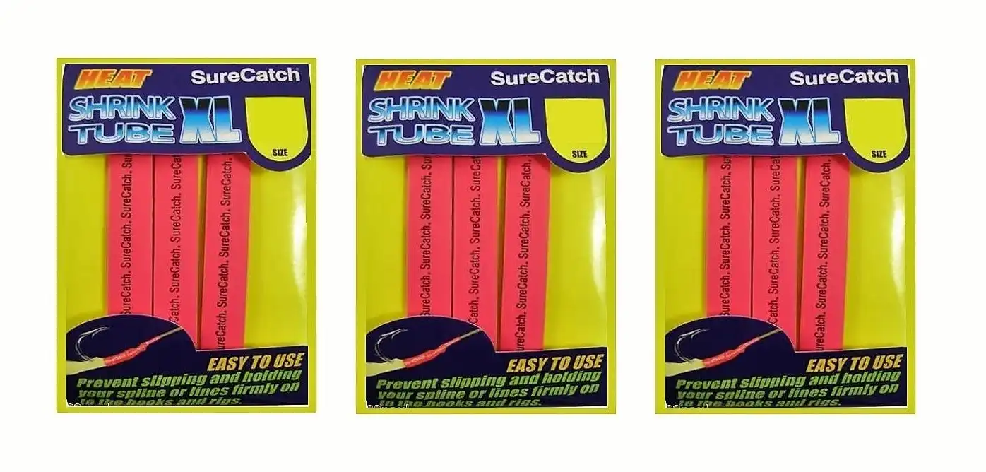 3 Packets of Surecatch Fishing Heat Shrink Tube - Red