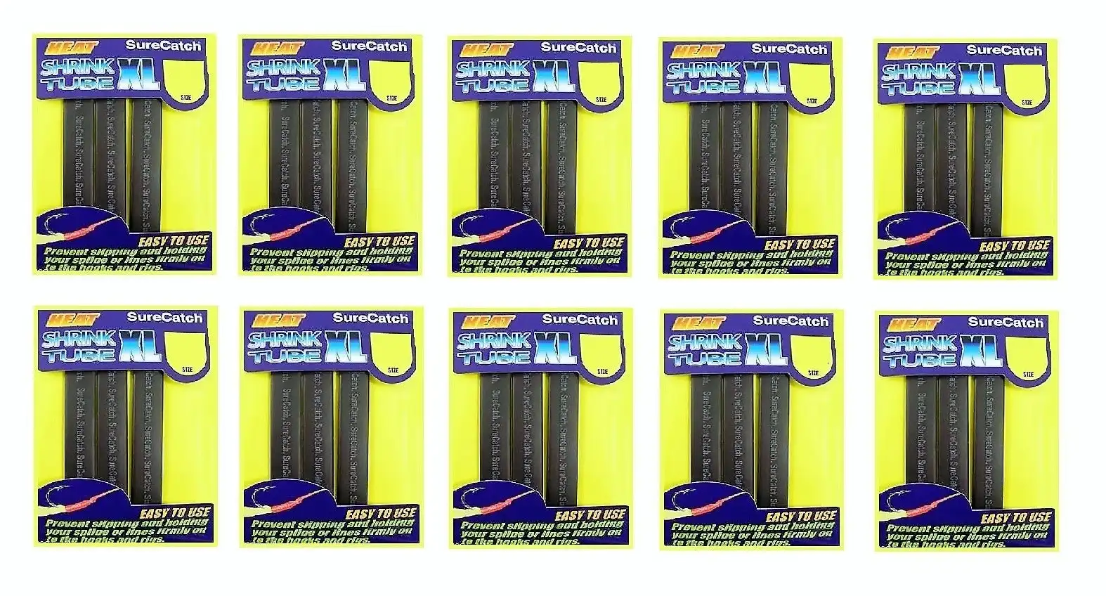 10 Packets of Black Surecatch Fishing Heat Shrink Tube -Wire Cable Sleeve Tubing