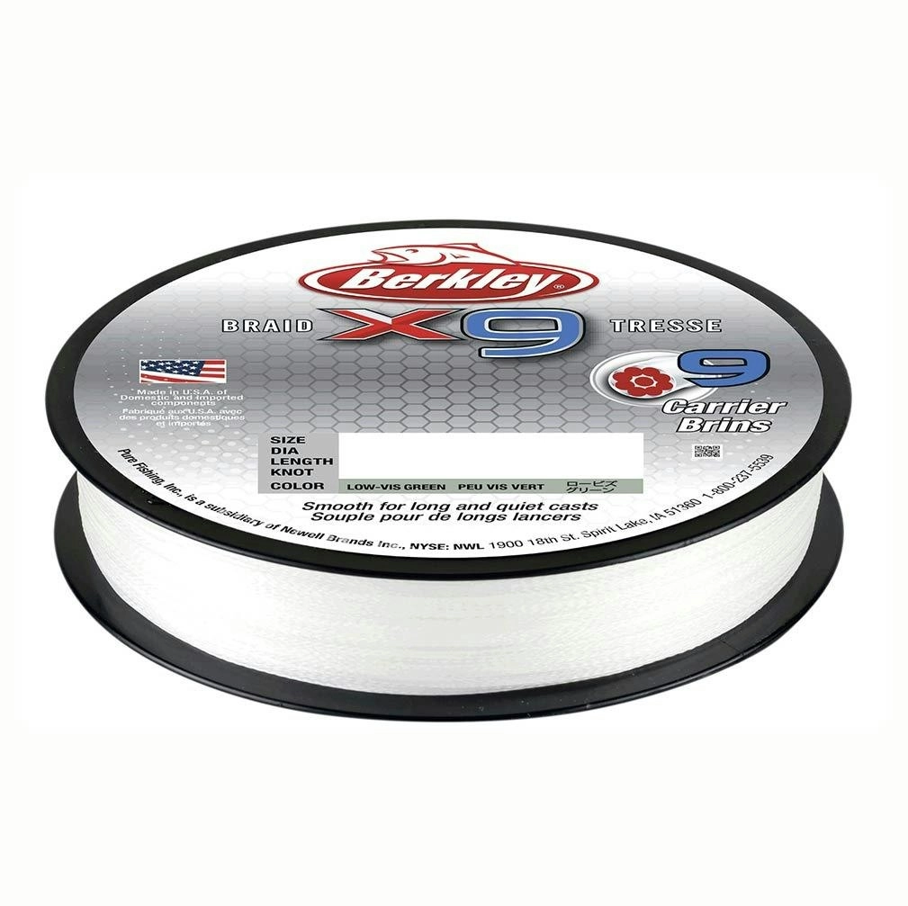 200m Spool of 100lb Berkley X9 Braided Fishing Line-Crystal White 9 Carrier Braid