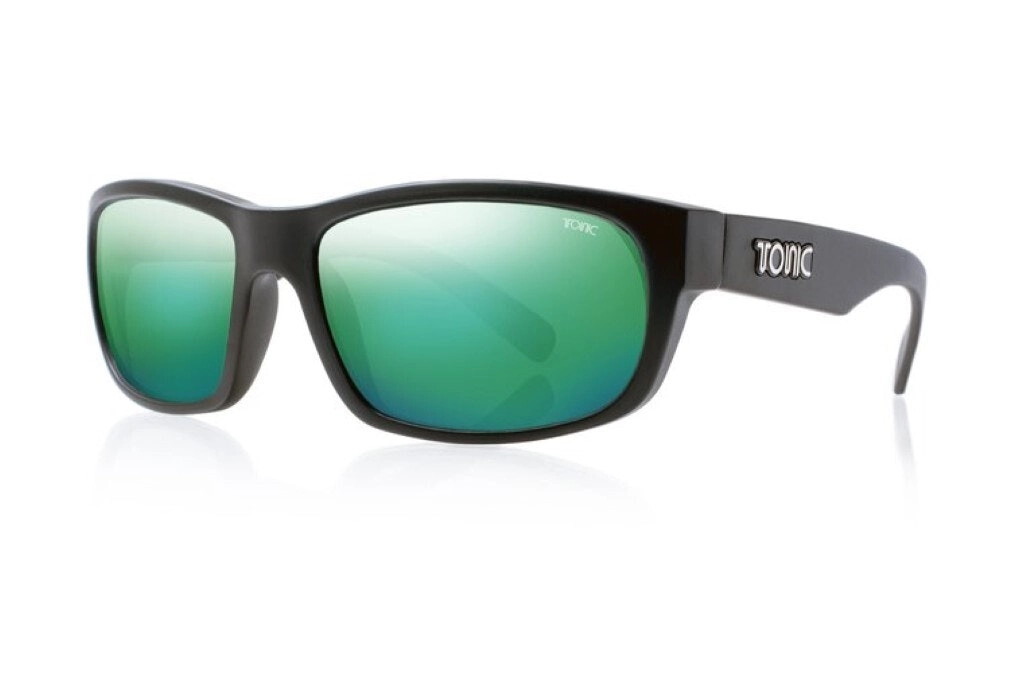 Tonic Torquay Polarised Sunglasses with Glass Green Mirror Lens and Black Frame