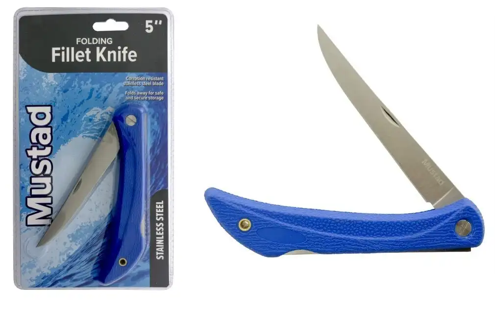 5 Inch Mustad Stainless Steel Folding Fillet Knife - Lock Knife