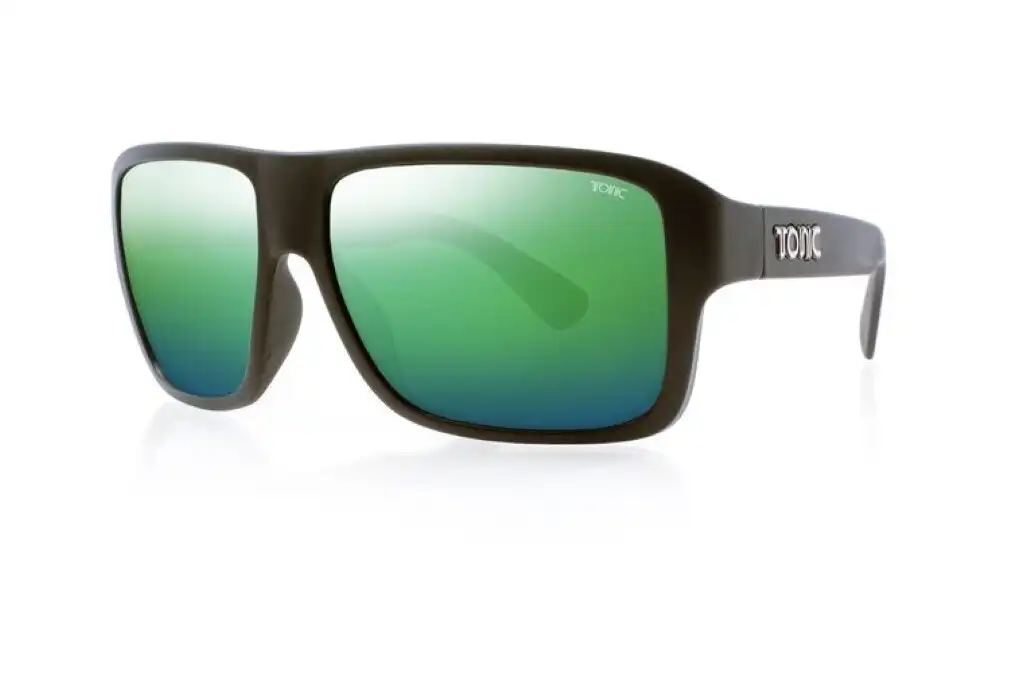 Tonic Swish Polarised Sunglasses with Glass Green Mirror Lens & Black Frame
