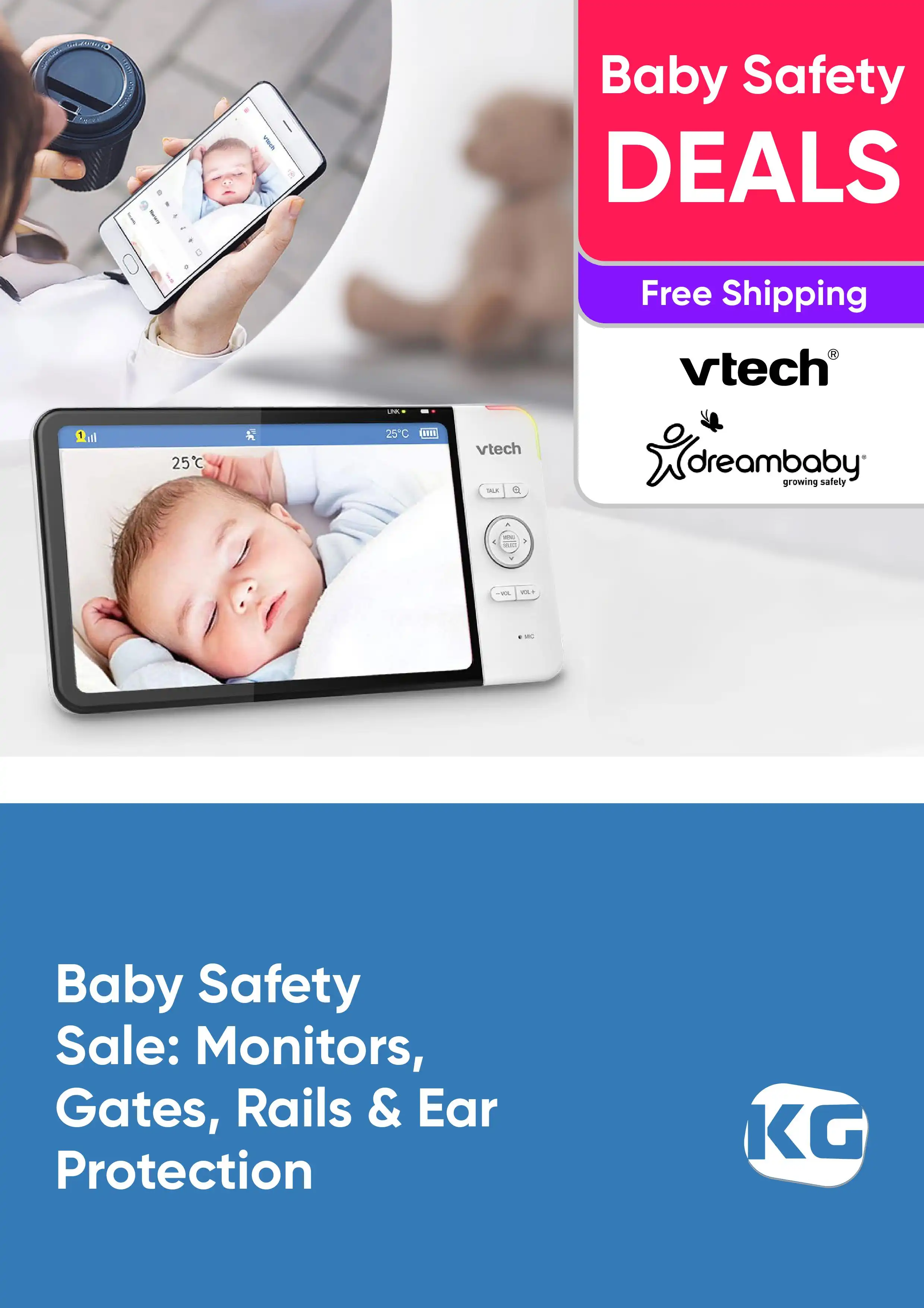 Baby Safety Sale - Monitors, Gates, Rails and Ear Protection - VTech, dreambaby