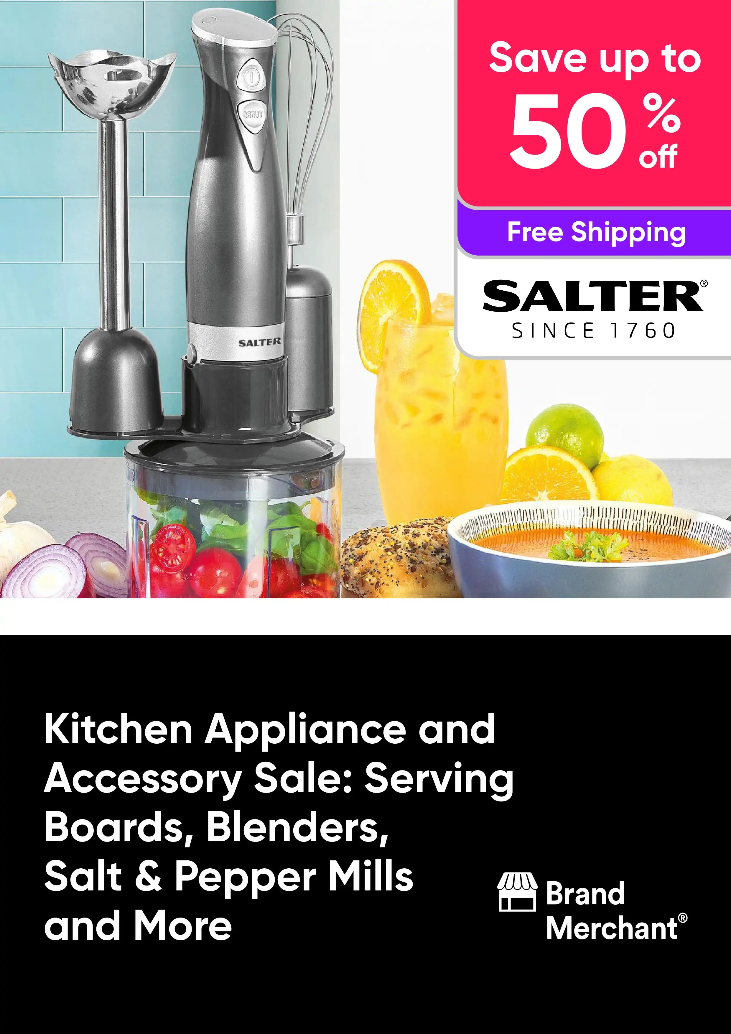 Kitchen Appliance and Accessory Sale: Serving Boards, Blenders, Salt & Pepper Mills and More - Salter - up to 50% off