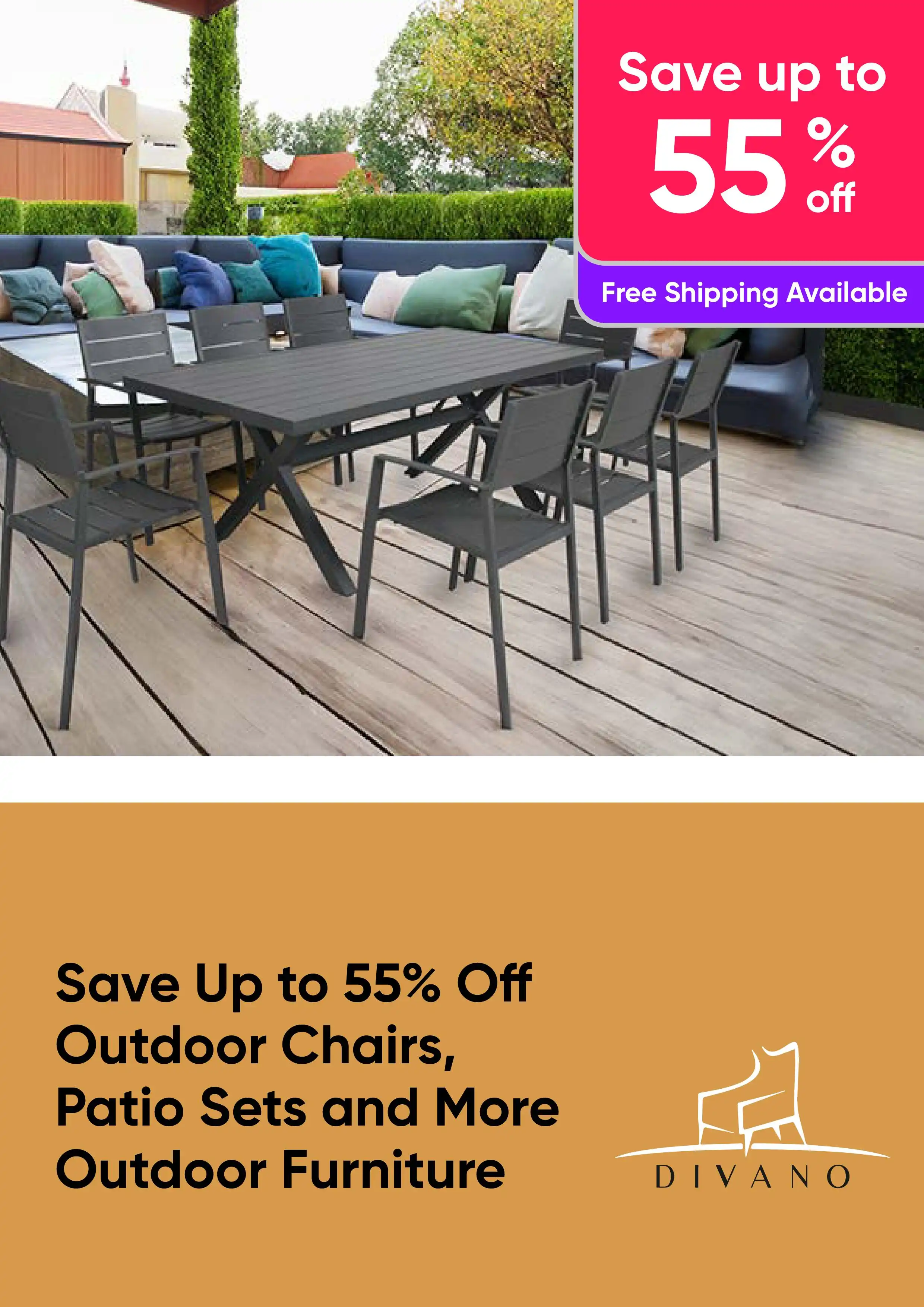 Save Up to 55% Off Outdoor Chairs, Patio Sets and More Outdoor Furniture by Divano