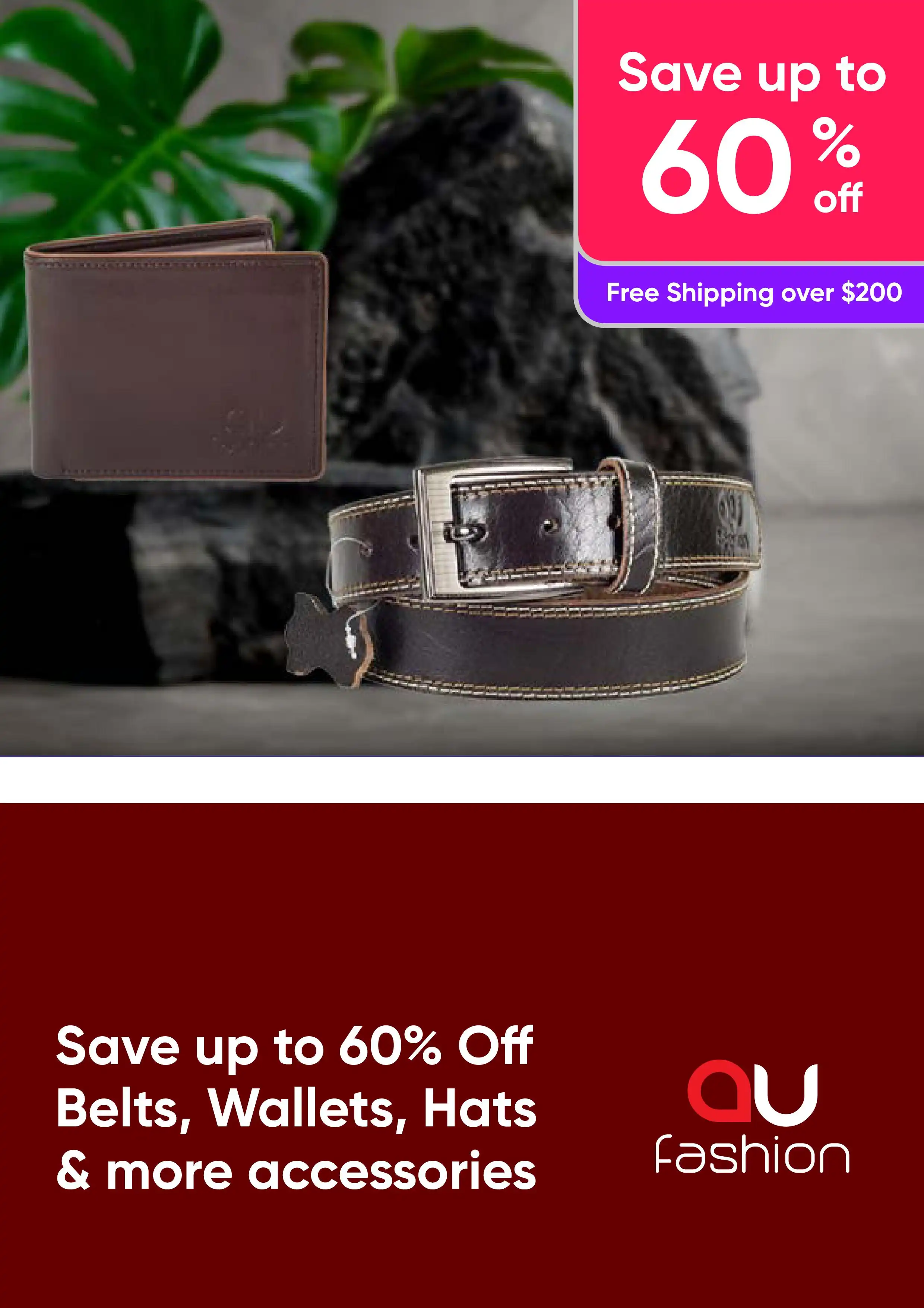 Up to 60% off Belts, Wallets, Hats & more accessories