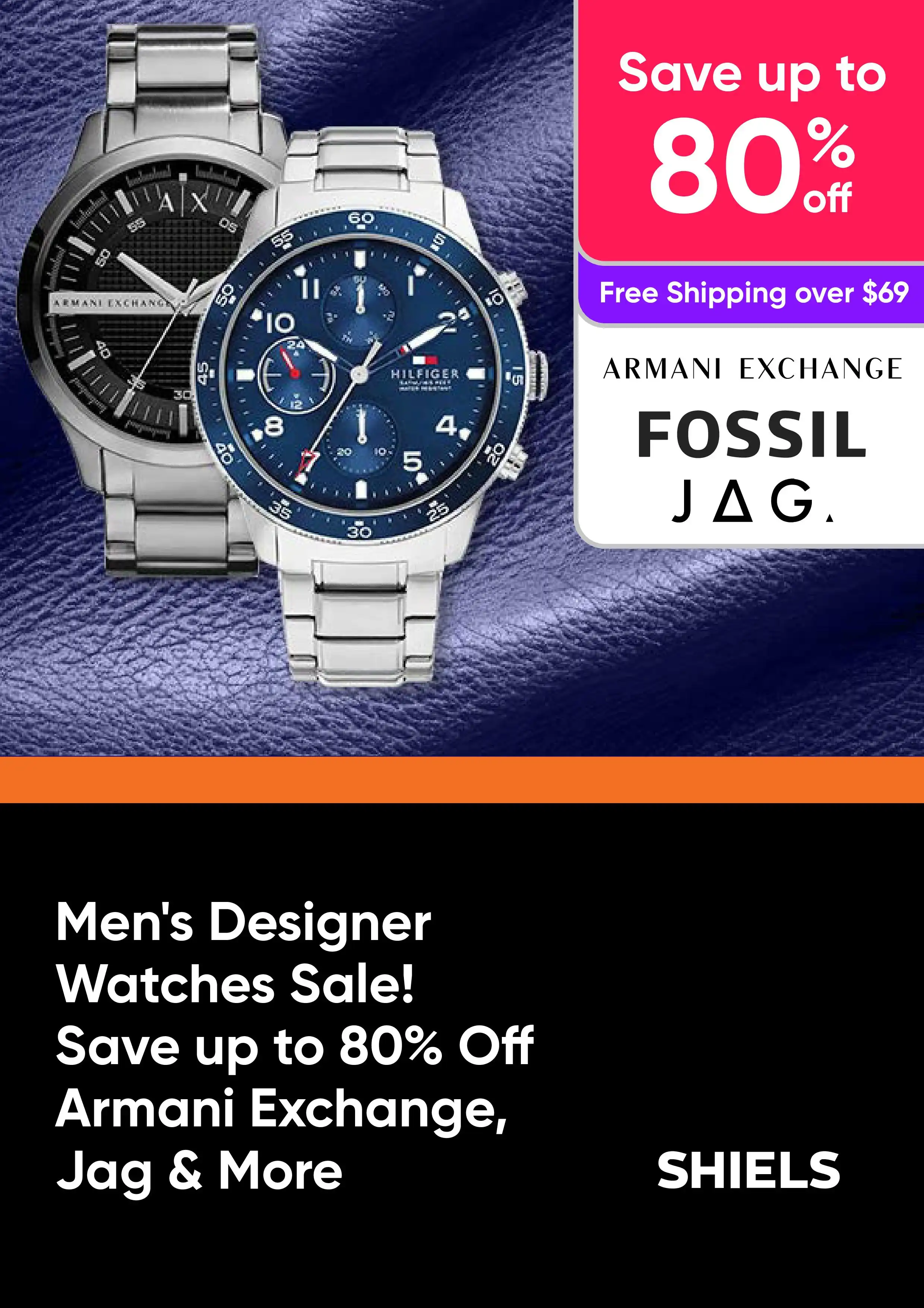 Men's Designer Watches Sale! Save up to 80% Off Armani Exchange, Jag & more
